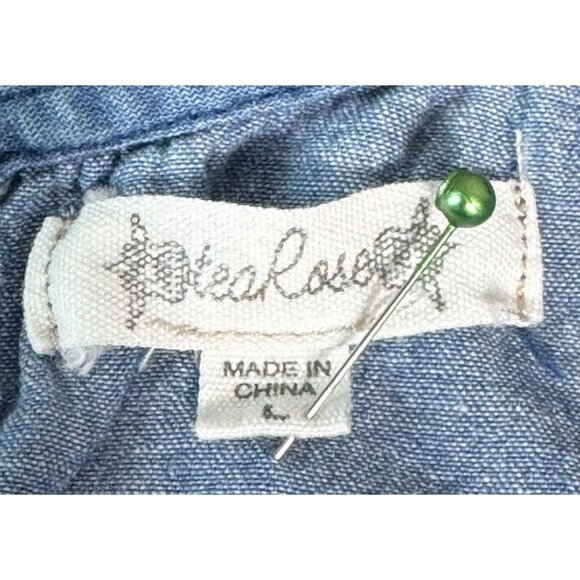 Tea Rose Denim Chambray Sleeveless Top Women's‎ Large - Picture 6 of 8